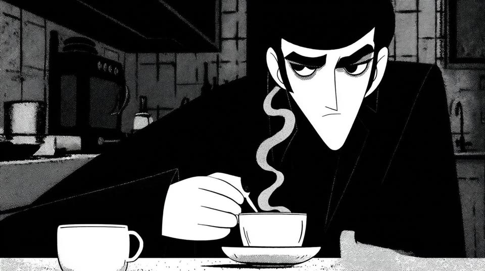 Ink noir AI animation still