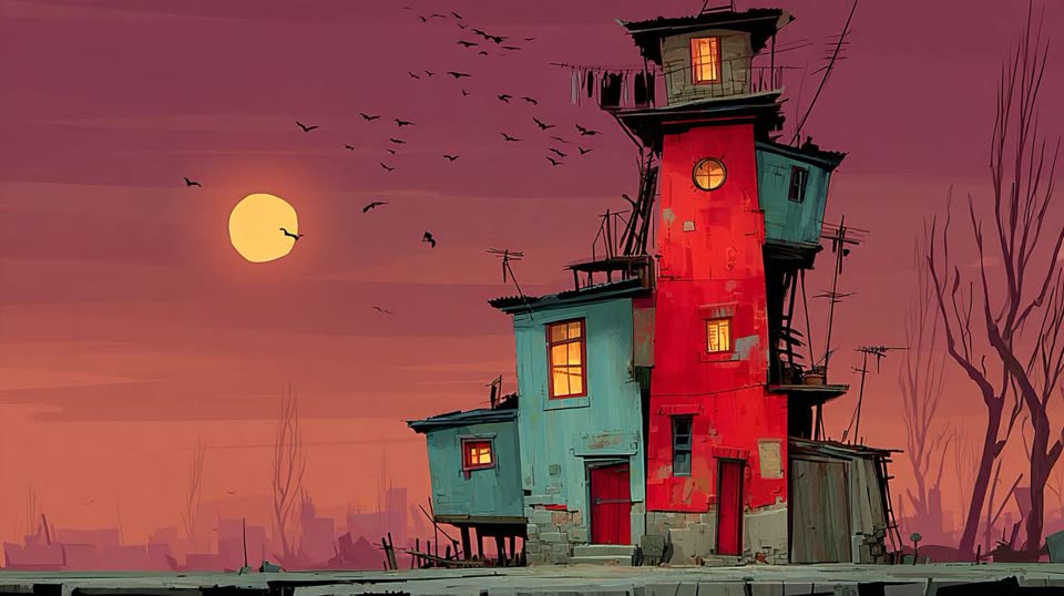Retro illustration AI animation still